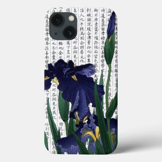 Asian Blue Iris im Kanji Hintergrund Case-Mate iPhone Hülle (Rückseite)