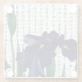Asian Blue Iris im Kanji Hintergrund Glasuntersetzer (Rückseite)