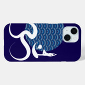 Asian Blue Sun Yoga Modern Zen Calligraphy Om Om Case-Mate iPhone Hülle (Rückseite (Horizontal))