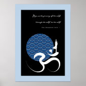 Asian Blue Sun Yoga Modern Zen Calligraphy Om Om Poster (Vorne)