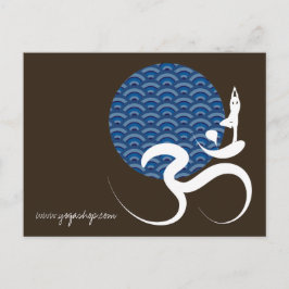 Asian Blue Sun Yoga Modern Zen Calligraphy Om Om Postkarte