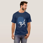 Asian Blue Sun Yoga Modern Zen Calligraphy Om Om T-Shirt (Vorne ganz)