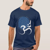 Asian Blue Sun Yoga Modern Zen Calligraphy Om Om T-Shirt (Vorderseite)