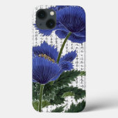 Asian BluePoppies on Kanji Background Case-Mate iPhone Hülle (Rückseite)