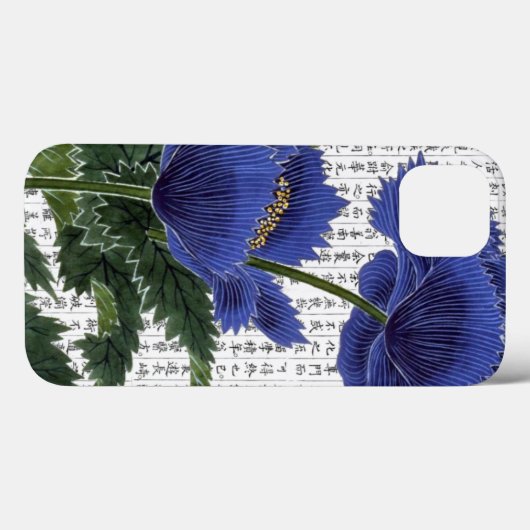 Asian BluePoppies on Kanji Background Case-Mate iPhone Hülle (Rückseite (Horizontal))
