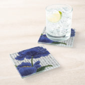 Asian BluePoppies on Kanji Background Glasuntersetzer (Schrägansicht)