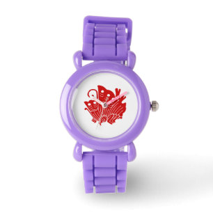 Asian Butterfly Japanese Kamon Design Armbanduhr