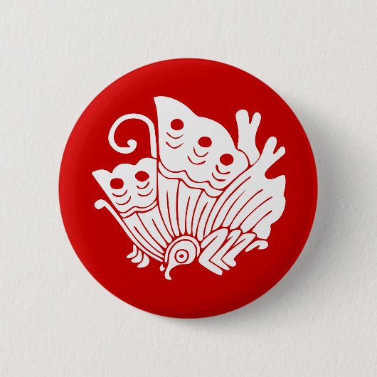 Asian Butterfly Japanese Kamon Design Button (Vorderseite)