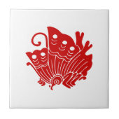 Asian Butterfly Japanese Kamon Design Fliese (Vorderseite)