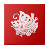 Asian Butterfly Japanese Kamon Design Fliese (Vorderseite)