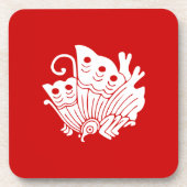 Asian Butterfly Japanese Kamon Design Getränkeuntersetzer (Vorderseite)