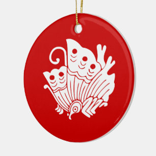 Asian Butterfly Japanese Kamon Design Keramikornament