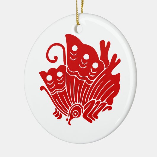 Asian Butterfly Japanese Kamon Design Keramikornament (Links)