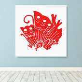 Asian Butterfly Japanese Kamon Design Leinwanddruck (Insitu (Holzboden))