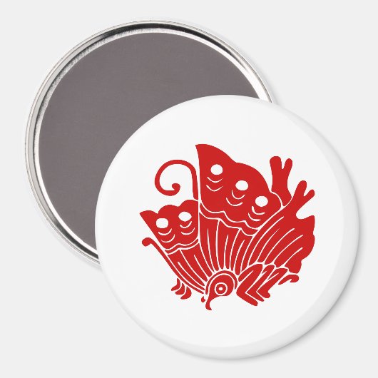 Asian Butterfly Japanese Kamon Design Magnet (Vorderseite/Rückseite)
