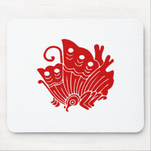 Asian Butterfly Japanese Kamon Design Mousepad