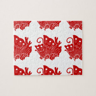 Asian Butterfly Japanese Kamon Design Puzzle