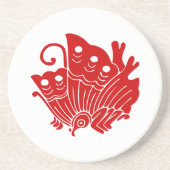 Asian Butterfly Japanese Kamon Design Sandstein Untersetzer (Vorne)