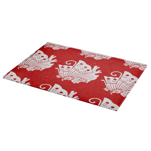 Asian Butterfly Japanese Kamon Design Schneidebrett (Ecke)