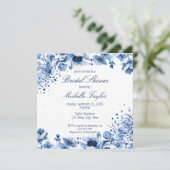 Asian Chinoiserie Light Blue Floral Bridgerton Einladung (Stehend Vorderseite)