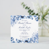 Asian Chinoiserie Light Blue Floral Bridgerton Einladung (Stehend Vorderseite)