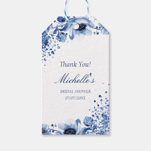 Asian Chinoiserie Light Blue Floral Bridgerton Geschenkanhänger (Vorderseite)