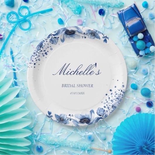 Asian Chinoiserie Light Blue Floral Bridgerton Pappteller (Party)