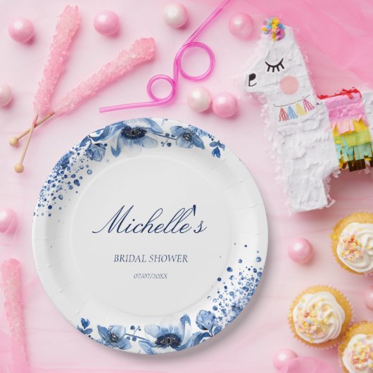 Asian Chinoiserie Light Blue Floral Bridgerton Pappteller (Party)