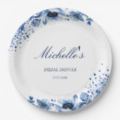 Asian Chinoiserie Light Blue Floral Bridgerton Pappteller (Vorderseite)