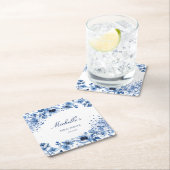 Asian Chinoiserie Light Blue Floral Bridgerton Rechteckiger Pappuntersetzer (Vor Ort)