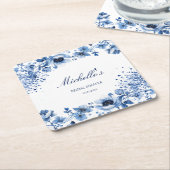 Asian Chinoiserie Light Blue Floral Bridgerton Rechteckiger Pappuntersetzer (angewinkelt)