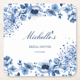 Asian Chinoiserie Light Blue Floral Bridgerton Rechteckiger Pappuntersetzer