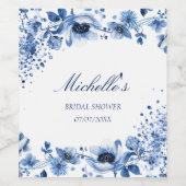 Asian Chinoiserie Light Blue Floral Bridgerton Weinetikett (Einzelnes Label)