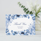 Asian Chinoiserie Light Blue Floral Vielen Dank Einladung (Stehend Vorderseite)