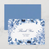 Asian Chinoiserie Light Blue Floral Vielen Dank Einladung (Vorne/Hinten)