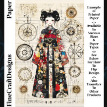 Asian Clockpunk Doll in Kimono CK6 Scrapbook Paper
