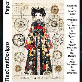 Asian Clockpunk Doll in Kimono CK6 Scrapbook Paper