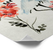 Asian`Crane Floral Poster (Ecke)