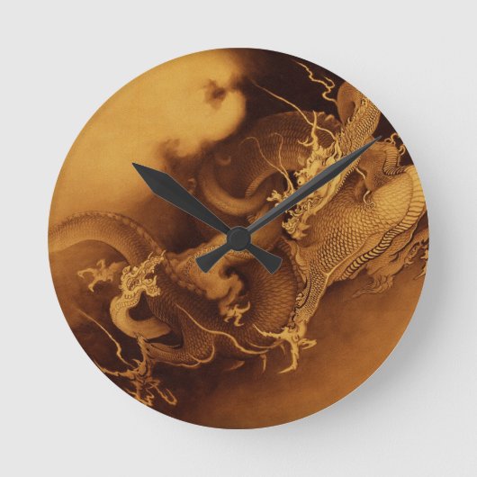 Asian Dragon Fantasy Art Clock Runde Wanduhr (Vorderseite)
