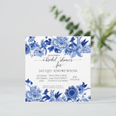 Asian Einfluss Light Blue Floral Saga Einladung (Stehend Vorderseite)