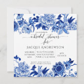 Asian Einfluss Light Blue Floral Saga Einladung (Vorderseite)