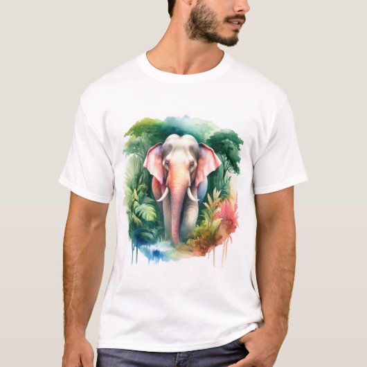 Asian Elephant Watercolor REF65 - Watercolor T-Shirt (Vorderseite)
