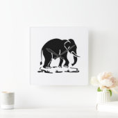 Asian Elephants Ahead Thai Elephant Trekking Sign Quadratische Wanduhr (Zuhause)