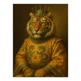 Asian Emperor Tiger Vintage Imperial Portrait Poster