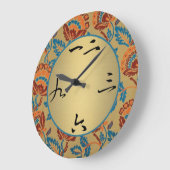 Asian Floral Große Wanduhr (Winkel)
