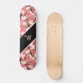 Asian Floral Pink Peach White Chinoiserie Monogram Skateboard (Vorderseite)