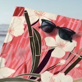 Asian Floral Pink Peach White Chinoiserie Monogram Strandtuch