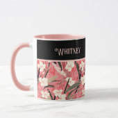 Asian Floral Pink Peach White Chinoiserie Monogram Tasse (Links)