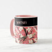 Asian Floral Pink Peach White Chinoiserie Monogram Tasse (Vorderseite Links)