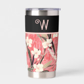 Asian Floral Pink Peach White Chinoiserie Monogram Thermobecher (Links)
